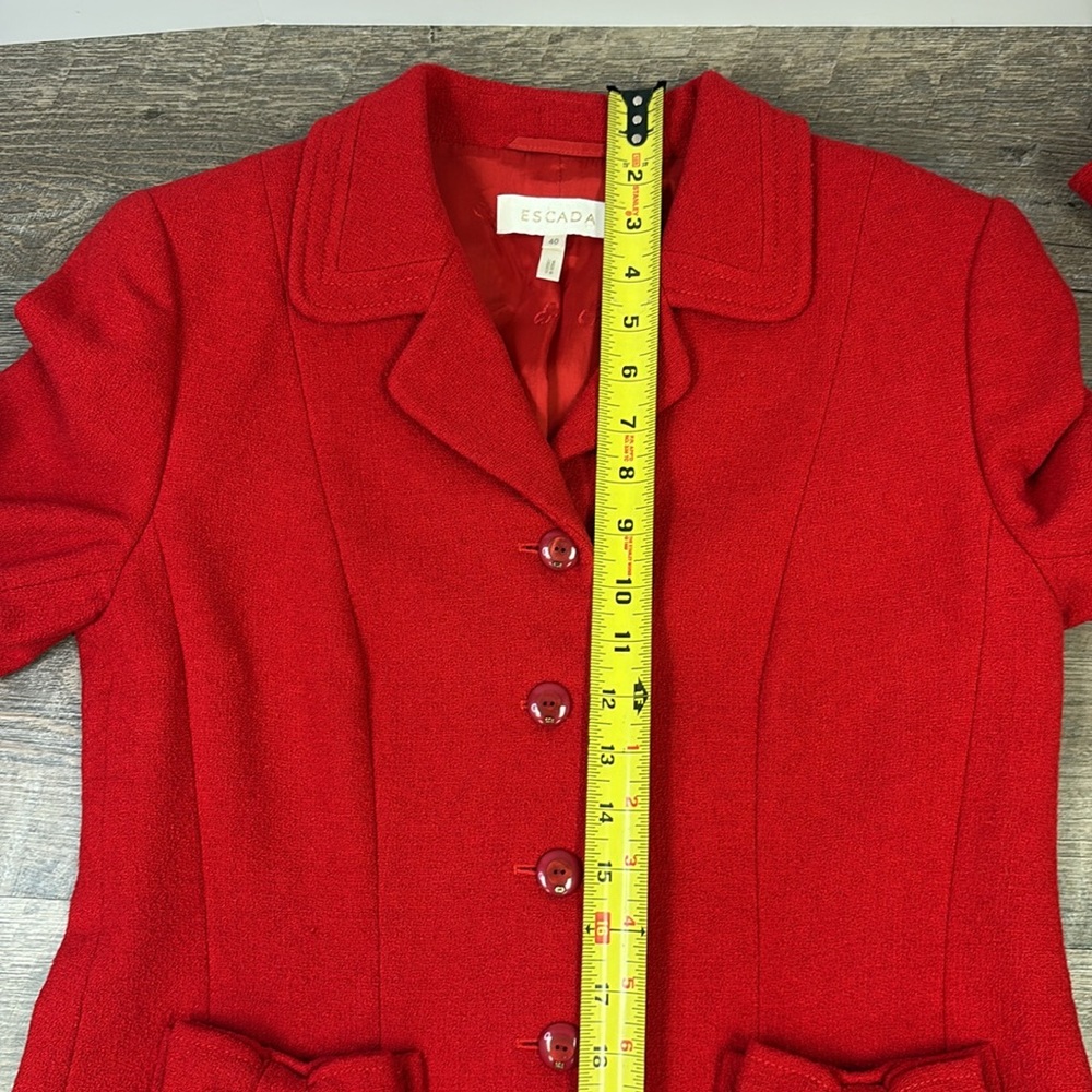Escada Women’s Red Silk | Wool | Cashmere Blend Blazer -Made in Croatia Size 6 - Picture 8 of 10